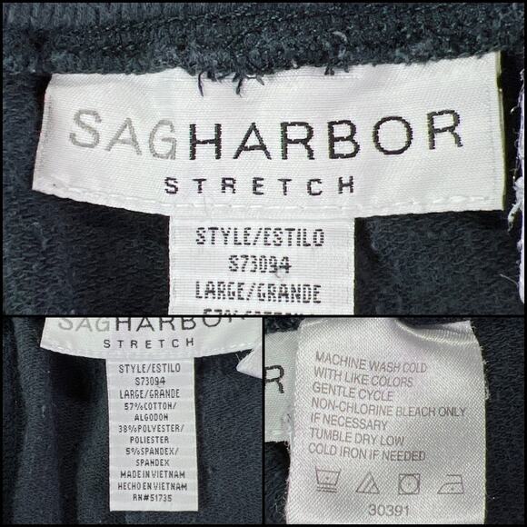 Sag Harbor Ladies Stretch High Waisted Relaxed Fit Wide Leg Pants Large Black - Picture 8 of 12